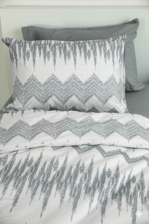 Favora Lunex %100 Pamuk Lastikli Çarşaflı Tek Kişilik Nevresim Takımı - Gri