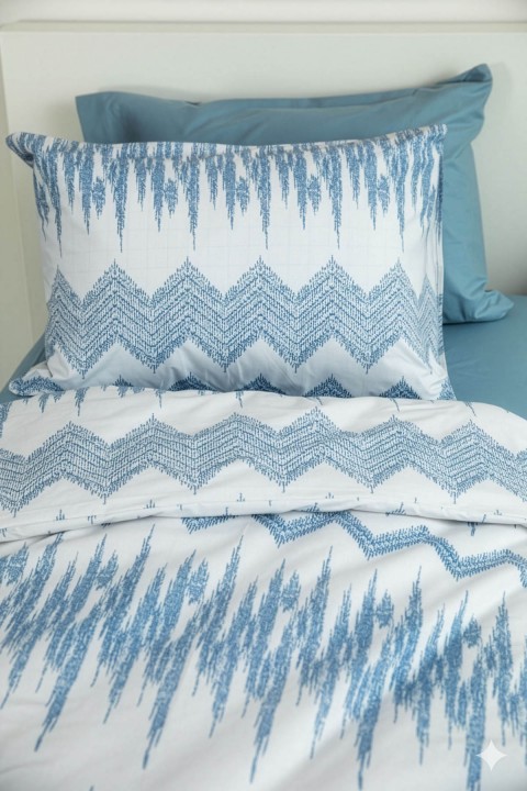 Favora Lunex Lastikli Çarşaflı Tek Kişilik Nevresim Takımı - Mavi