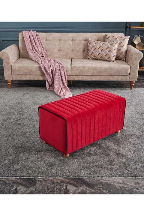 Favora Mabel Puf - Kırmızı