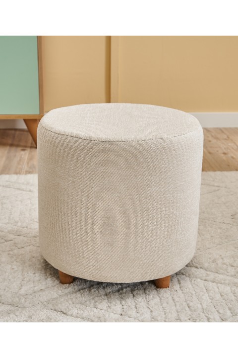 Favora Mario Ahşap Ayaklı Puf - Krem