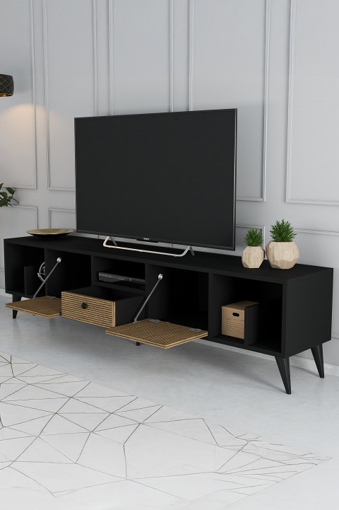 Favora Meva TV Ünitesi - Siyah - Safir Meşe - 180 cm