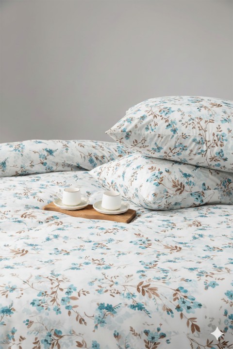 Favora Pampas Çift kişilik %100 Pamuk Nevresim Takımı - Turkuaz