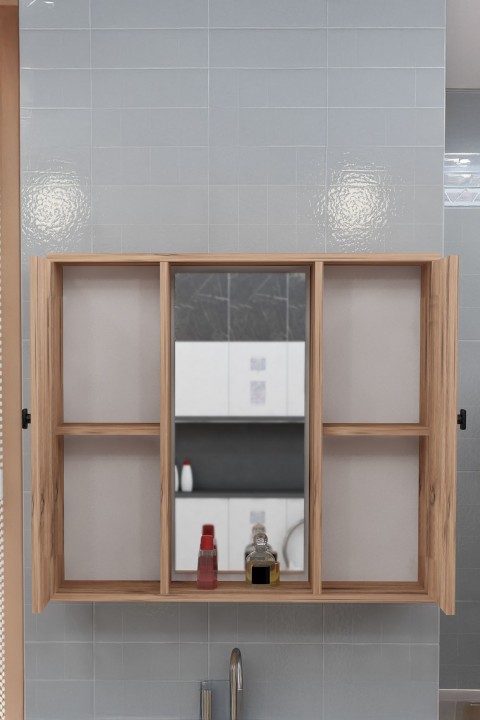 Favora Peril 2 Kapaklı Aynalı Banyo Dolabı - Atlantik Çam