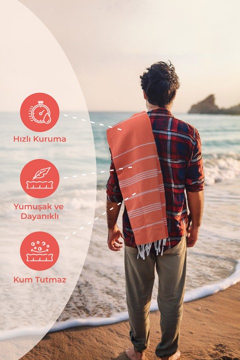 Favora Peştamal Plaj Havlusu 90x140 - Nar Çiçeği Favora Peştamal Plaj Havlusu 90x140 - Nar Çiçeği