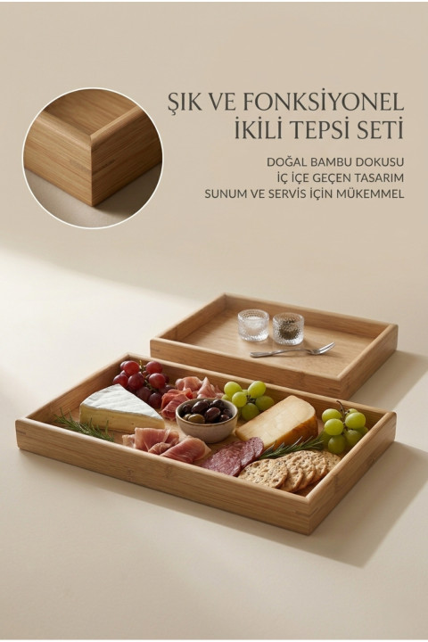 Favora Polmak 2'li Bambu Tepsi