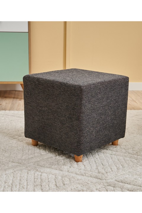 Favora Ranma Ahşap Ayaklı Puf - Antrasit - Bakır