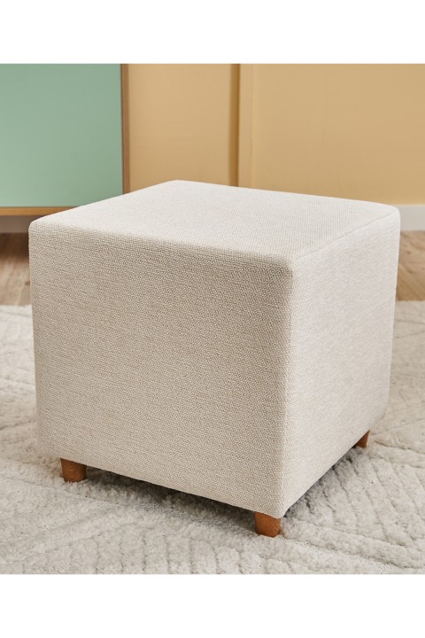 Favora Ranma Ahşap Ayaklı Puf - Krem