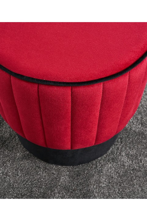 Favora Rose Puf - Kırmızı