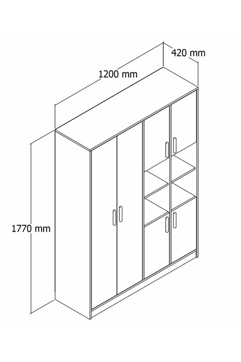 Favora Sara 6 Kapaklı Raflı Gardırop - Atlantik Çam