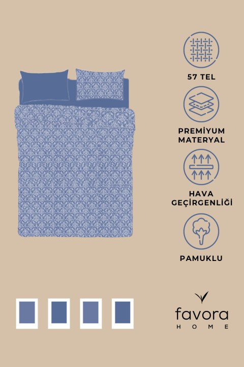 Favora Sarmal Lastikli Çarşaflı Tek Kişilik Nevresim Takımı - Mavi