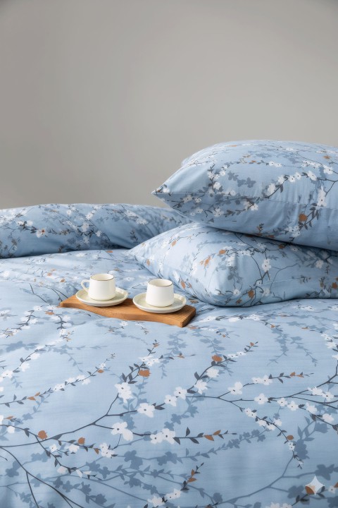 Favora Suelo Çift kişilik %100 Pamuk Nevresim Takımı - Mavi