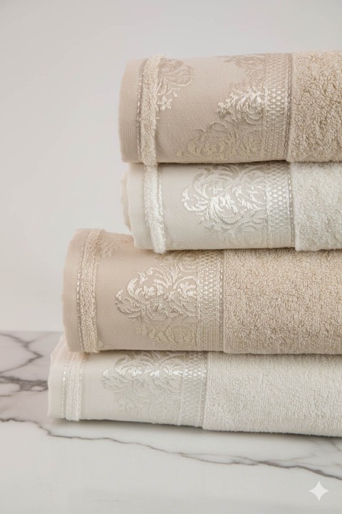 Favora Velora Deluxe %100 Pamuk Bornoz Seti - Bej - Krem