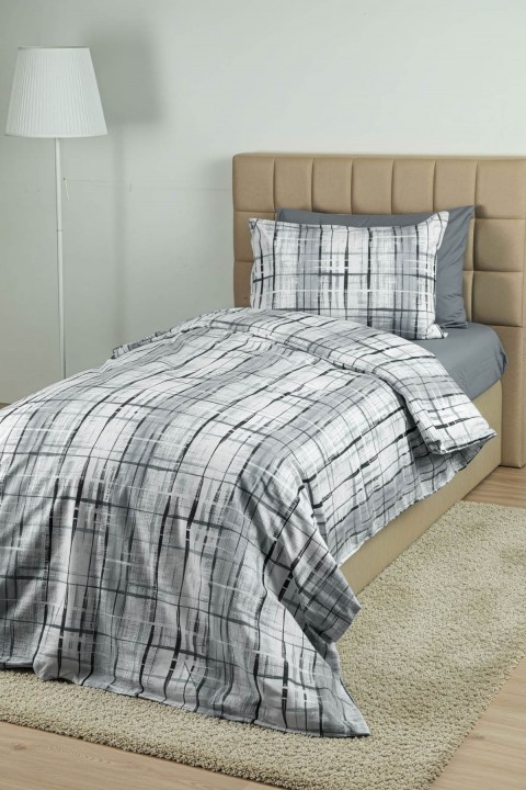 Favora Vilora Lastikli Çarşaflı Tek Kişilik Nevresim Takımı - Gri