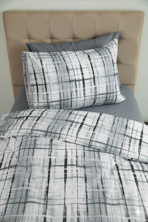 Favora Vilora Lastikli Çarşaflı Tek Kişilik Nevresim Takımı - Gri