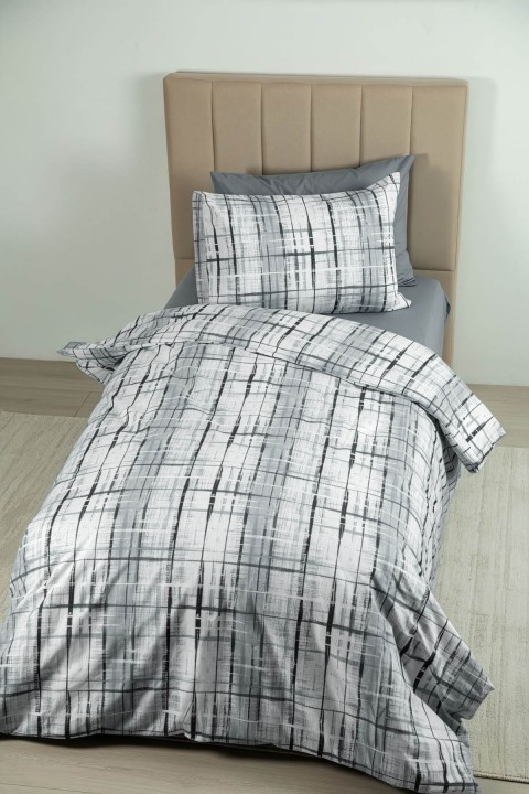 Favora Vilora Lastikli Çarşaflı Tek Kişilik Nevresim Takımı - Gri