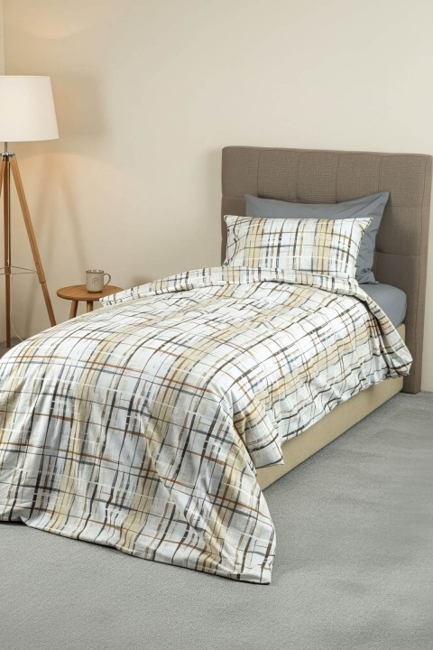 Favora Vilora Lastikli Çarşaflı Tek Kişilik Nevresim Takımı - Kahve