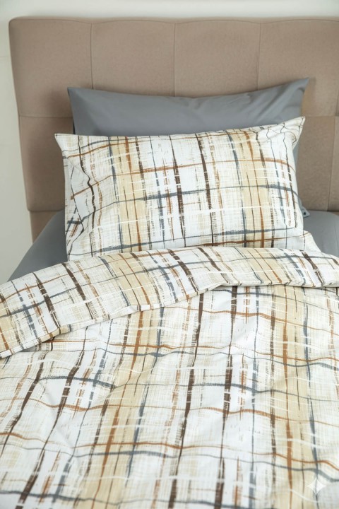 Favora Vilora Lastikli Çarşaflı Tek Kişilik Nevresim Takımı - Kahve