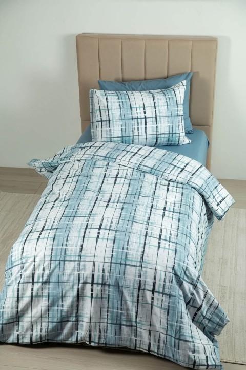 Favora Vilora %100 Pamuk Lastikli Çarşaflı Tek Kişilik Nevresim Takımı - Mavi