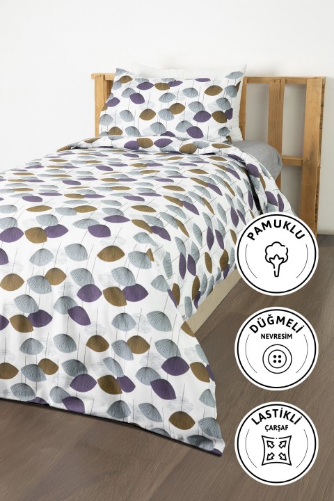 Forest Ranforce Tek Kişilik Nevresim Takımı - Mor