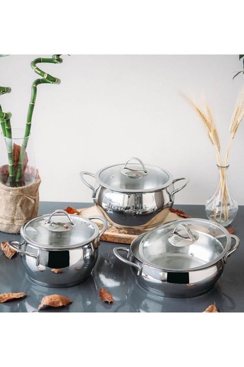 Gülsan Gizem 6 Parça Çelik Tencere Seti - Gümüş