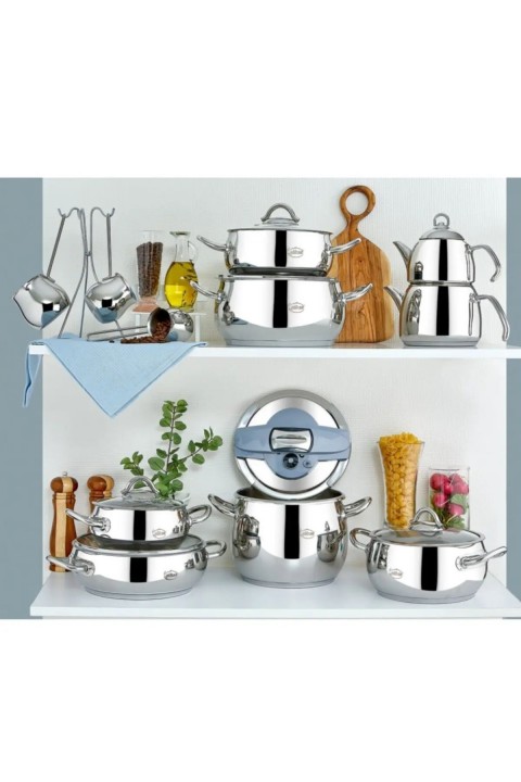 Gülsan Nora 20 Parça Tencere Tava Çeyiz Seti - Gümüş