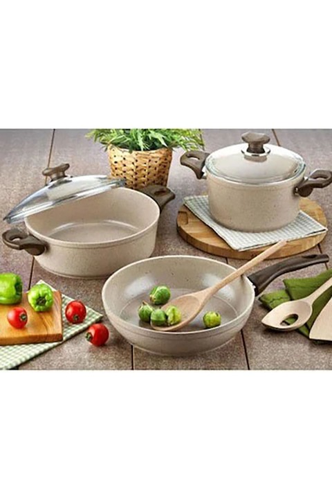 Gülsan Safran 5 Parça Granit Tencere Seti Tencere Takımı - Kahverengi