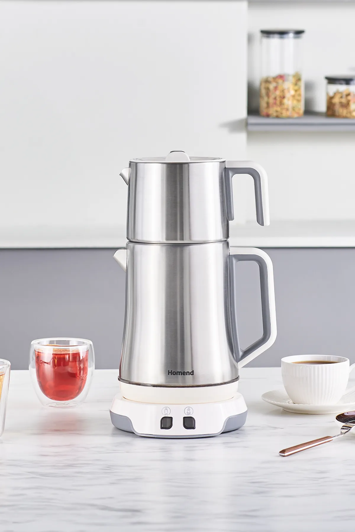Homend Royaltea Elegant 1775H Konuşan Çay Makinesi - Inox Beyaz