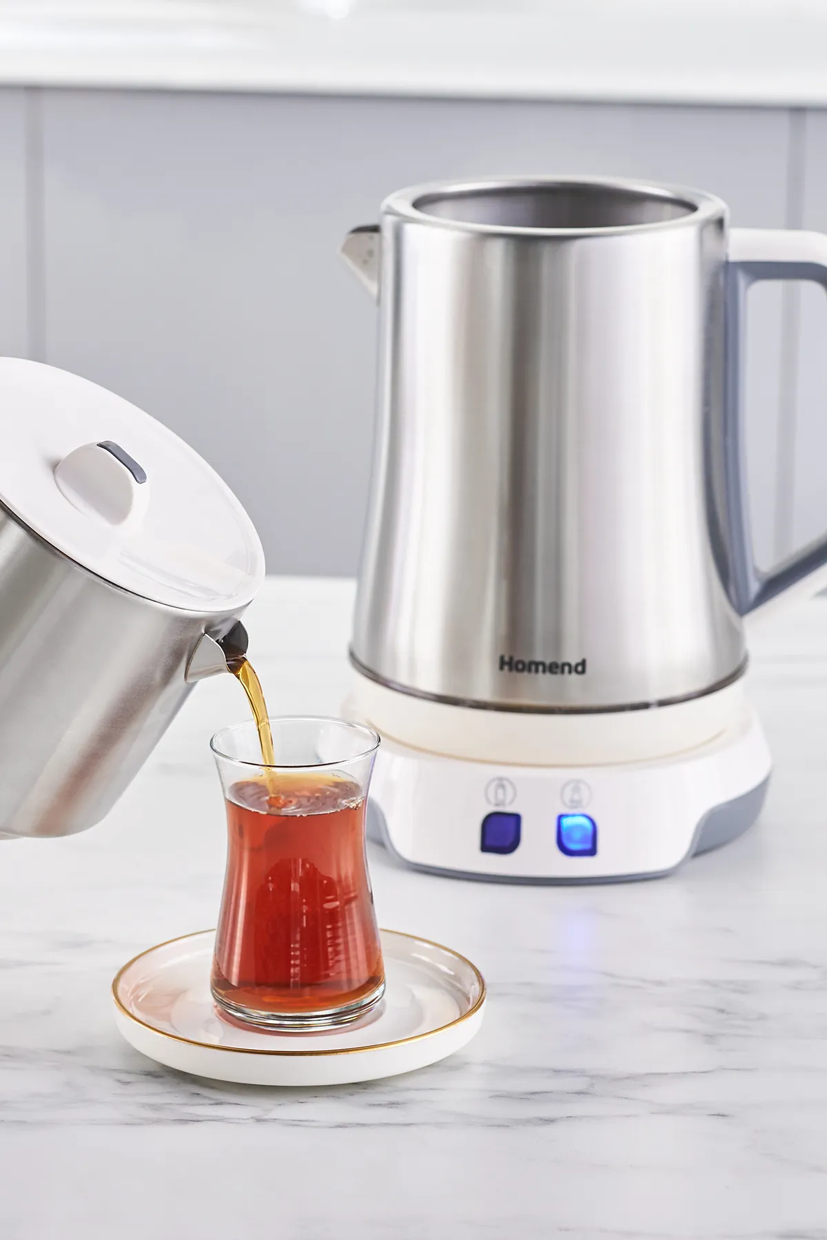 Homend Royaltea Elegant 1775H Konuşan Çay Makinesi - Inox Beyaz