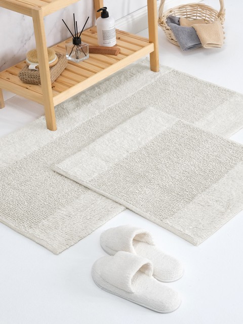 İva Home Tufting %100 Natural Pamuk 2li Banyo Paspas Takımı - Ekru