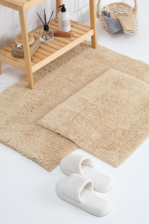 İva Home Tufting %100 Organik Pamuk 2li Banyo Paspas Takımı - Vizon