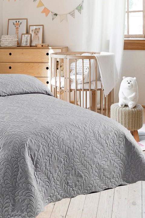 Ivy Gri Tek Kişilik Microfiber Kapitone Yatak Örtüsü