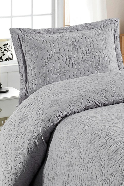 Ivy Gri Tek Kişilik Microfiber Kapitone Yatak Örtüsü