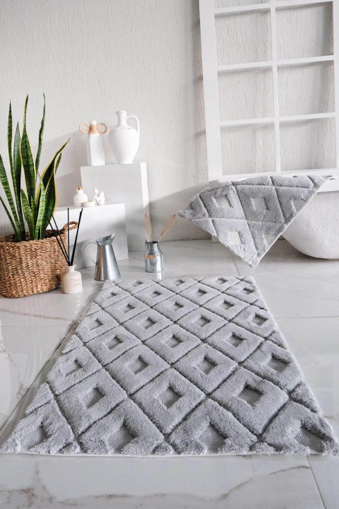 İyi Geceler %100 Pamuk Gate 2 Parça Banyo Paspas Seti - Gri