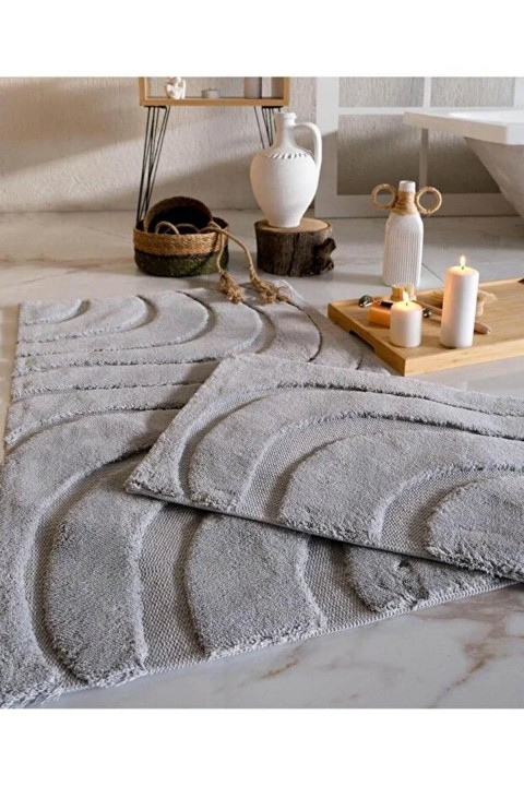İyi Geceler %100 Pamuk Vaven 2 Parça Banyo Paspas Seti - Gri