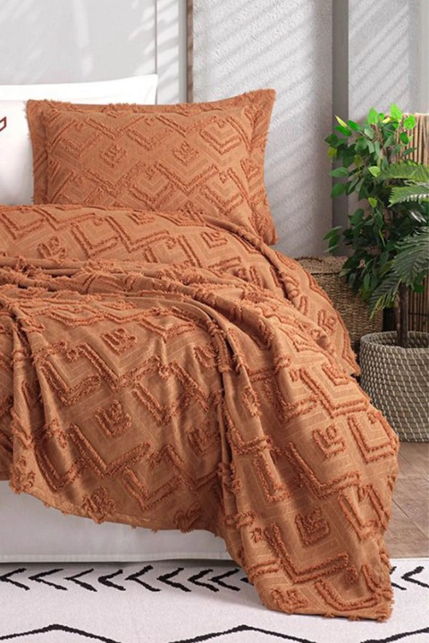 İyi Geceler Aztec Çift Kişilik %100 Pamuk Yatak Örtüsü Seti - Kiremit