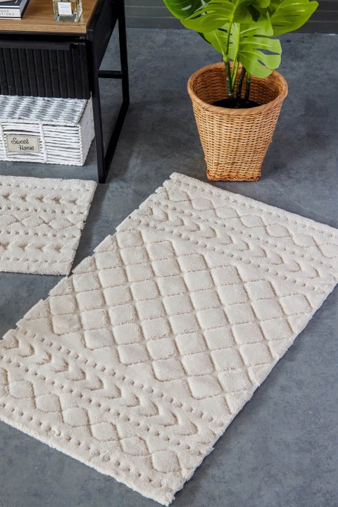 İyi Geceler Aztech %100 Pamuk Viskon 2 Parça Banyo Paspas Seti - Bej