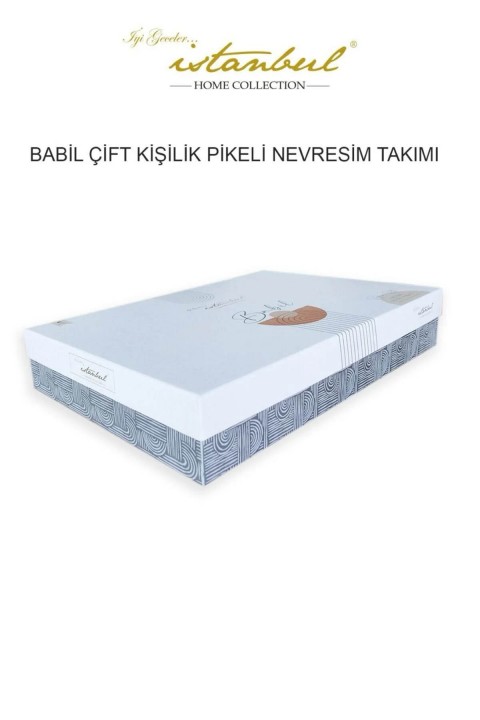 İyi Geceler Babil %100 Pamuklu Natural Çift 7 Parça Kişilik Nevresimli Müslin Pike Takımı - Bej
