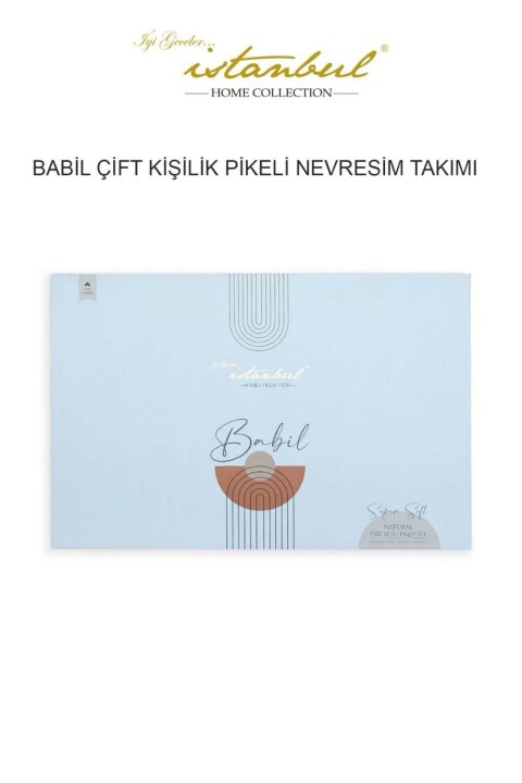 İyi Geceler Babil %100 Pamuklu Natural Çift Kişilik 7 Parça Nevresimli Müslin Pike Takımı - Kiremit