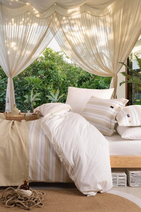 İyi Geceler Blue Marine Çift Kişilik Nevresimli Pike Takımı - Aura Bej