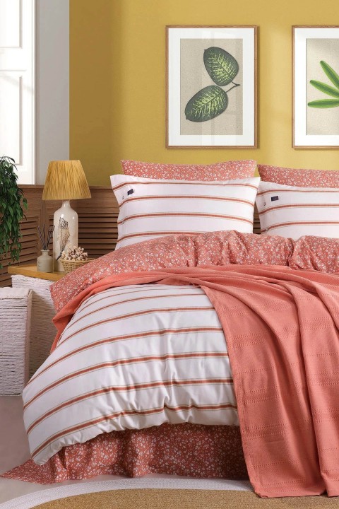 İyi Geceler Blue Marine Çift Kişilik Nevresimli Pike Takımı - Breezy Somon