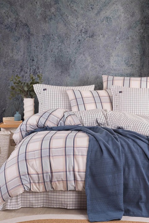 İyi Geceler Blue Marine Çift Kişilik Nevresimli Pike Takımı - Nautical İndigo