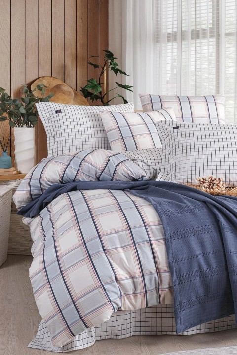 İyi Geceler Blue Marine Çift Kişilik Nevresimli Pike Takımı - Nautical İndigo