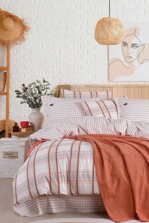 İyi Geceler Blue Marine Çift Kişilik Nevresimli Pike Takımı - Nautical Kiremit