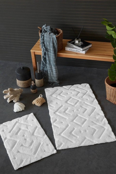 İyi Geceler By Mors %100 Pamuk Viskon 2 Parça Banyo Paspas Seti - Ekru