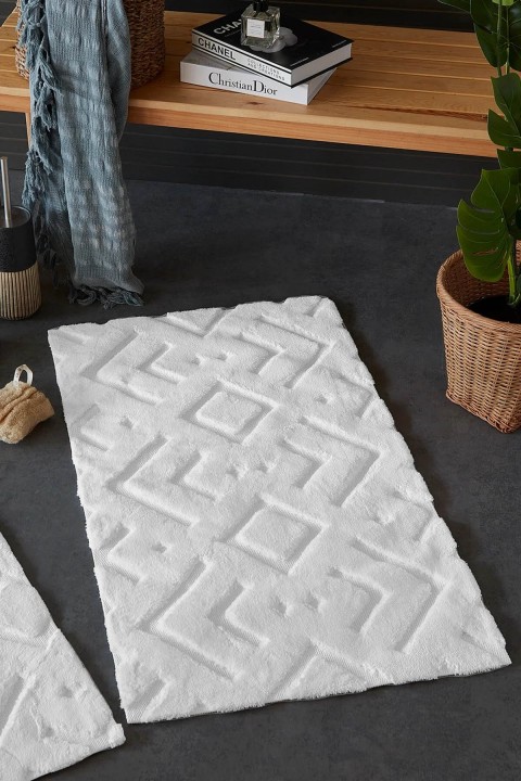 İyi Geceler By Mors %100 Pamuk Viskon 2 Parça Banyo Paspas Seti - Ekru