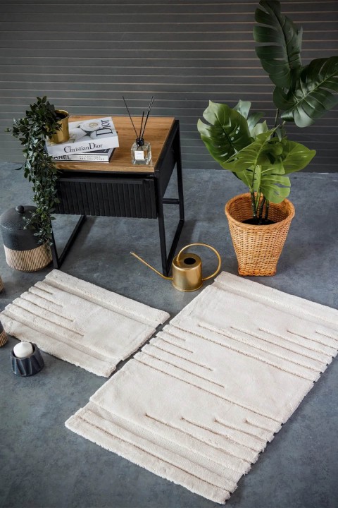 İyi Geceler Hcw By Vegas %100 Pamuk Viskon 2 Parça Banyo Paspas Seti - Bej