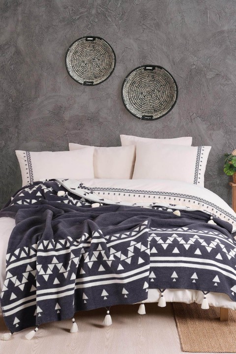 İyi Geceler Keops Battaniyeli Çift Kişilik Nevresim Takımı - Antrasit