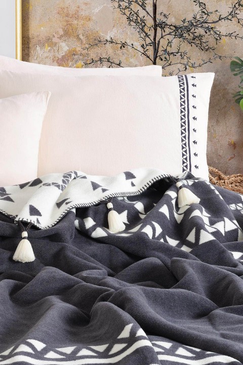 İyi Geceler Keops Battaniyeli Çift Kişilik Nevresim Takımı - Antrasit