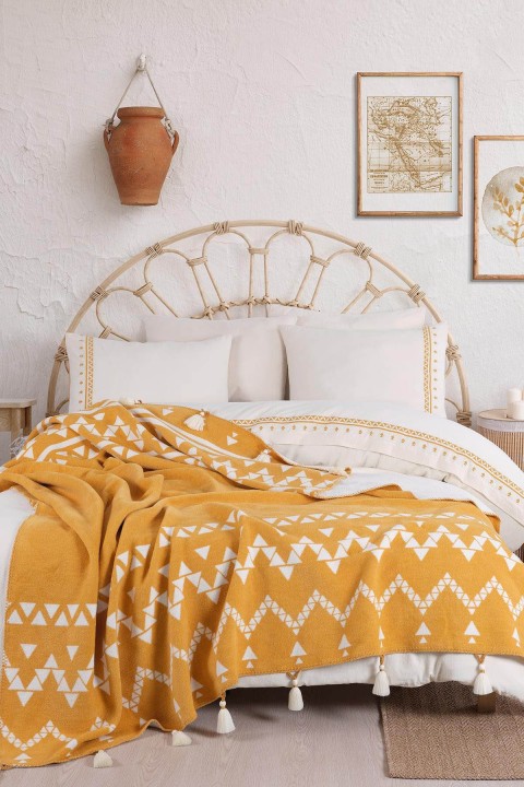 İyi Geceler Keops Battaniyeli Çift Kişilik Nevresim Takımı - Hardal