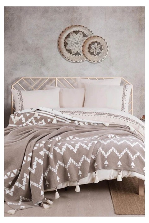 İyi Geceler Keops Battaniyeli Çift Kişilik Nevresim Takımı - Vizon